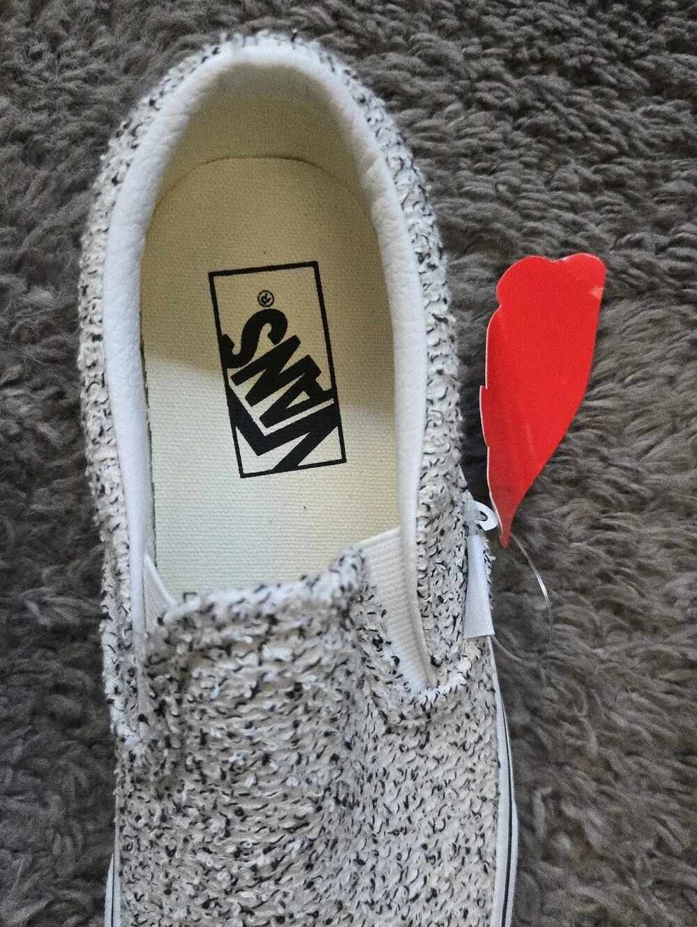 Vans Classic Slip On Women 6.5 Boucle Speckle And White 0826